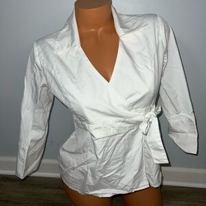 Vintage Lilly Pulitzer Women’s Collared Wrap Around Top Floral White Size 2